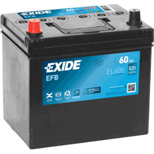 EXIDE EFB EL605 STARTBATTERI 12V 60AH (230x173x222mm) +V