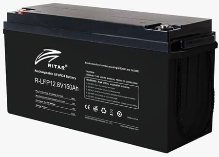 RITAR Lithium Batteri 12V 150Ah (LiFePO4) BMS 100A