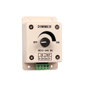 LED DIMMER 12/24V 8A trinnløs justering