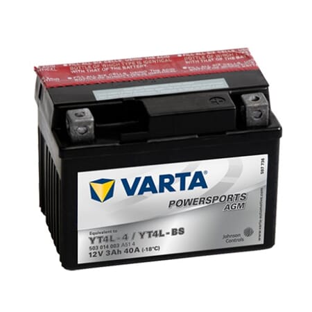 VARTA AGM MC Batteri 12V 3AH 40CCA +høyre YTX4L-BS